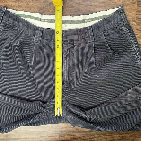 LL Bean Mens 38X34 (37X31.5) Corduroy Blue Navy Pants Pleated Outdoor High Rise - Picture 6 of 12